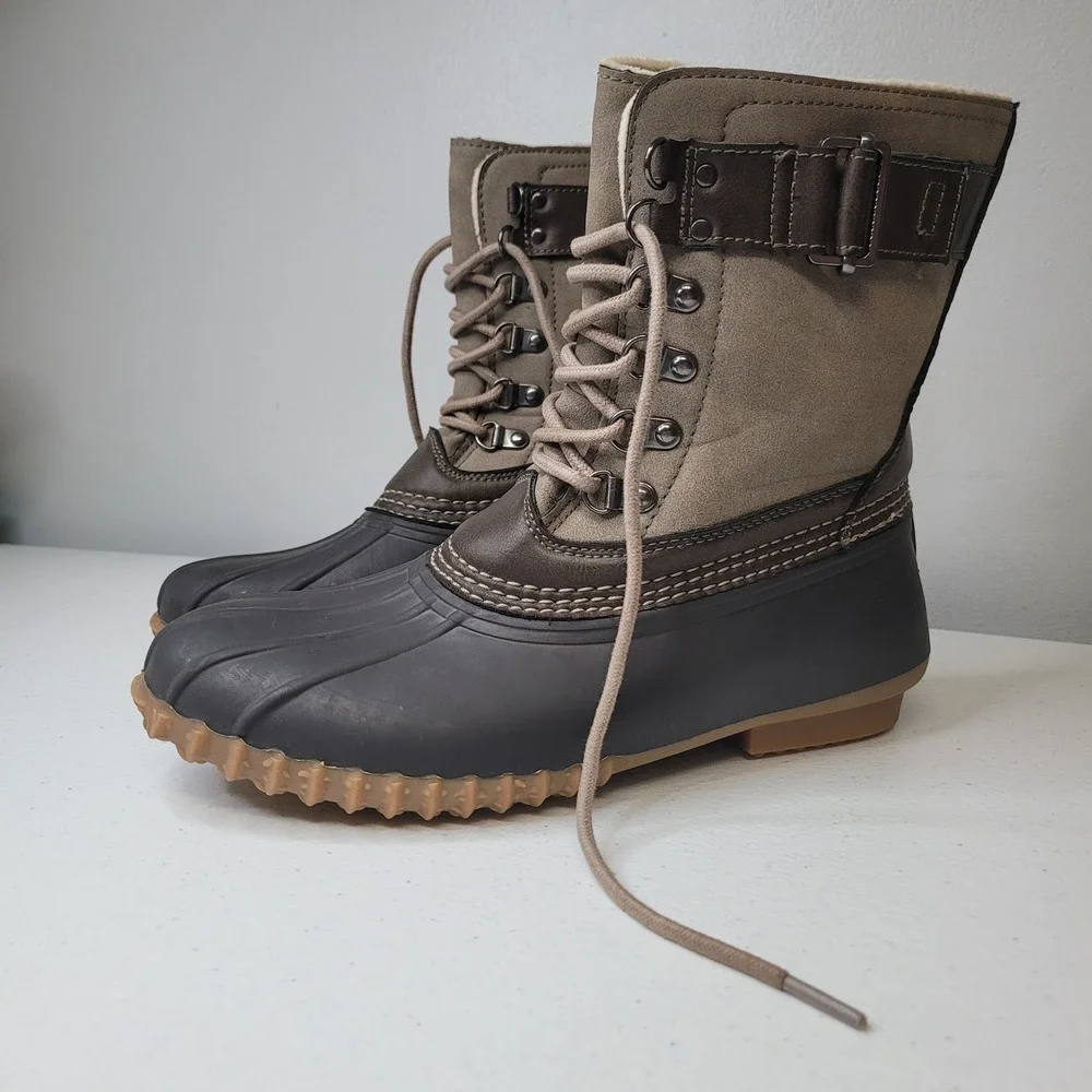 Esprit Cove Womens Duck Boots Brown Tan Faux Fur Lined Winter NETAUG16 Size‎ 8.5